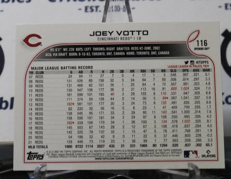 2022 TOPPS OPENING DAY JOEY VOTTO # 116 CINCINNATI REDS BASEBALL