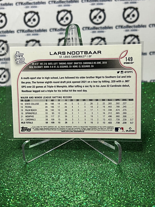 2022 TOPPS OPENING DAY LARS NOOTBAAR # 149 ROOKIE ST. LOUIS CARDINALS BASEBALL