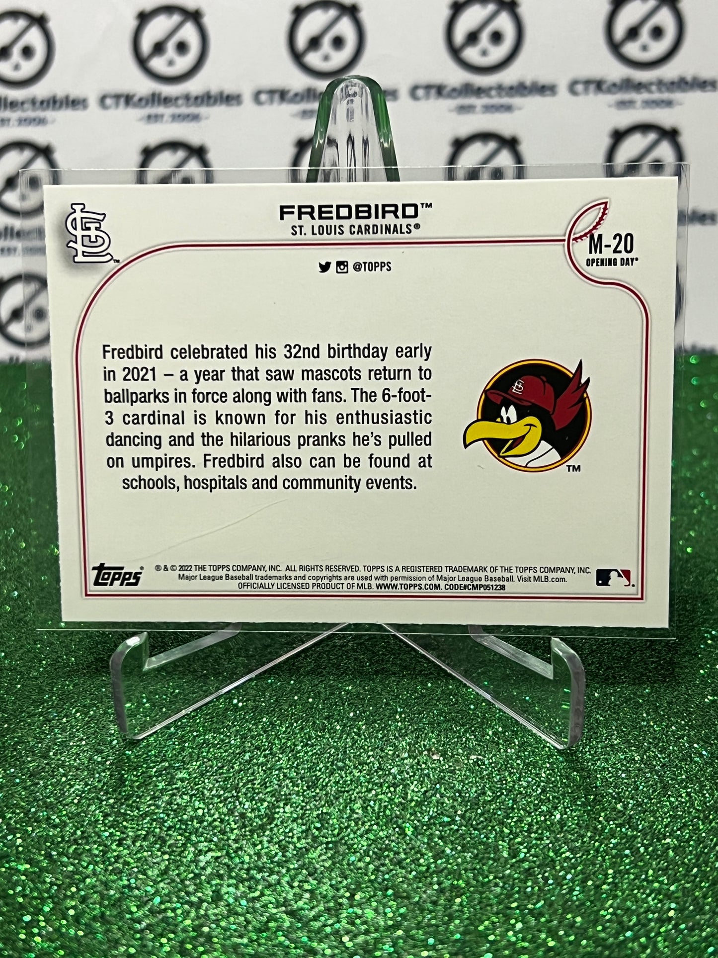 2022 TOPPS OPENING DAY FREDBIRD # M-20 MASCOT ST. LOUIS CARDINALS BASEBALL
