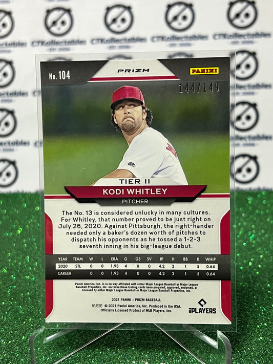 2021 PANINI PRIZM KODI WHITLEY # 104 ROOKIE RED PRIZM ST. LOUIS CARDINALS BASEBALL