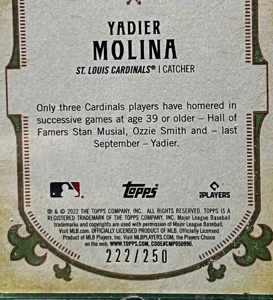 2022 TOPPS GYPSY QUEEN YADIER MOLINA # 14 BLUE 222/250 ST. LOUIS CARDINALS BASEBALL