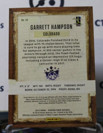 2019 PANINI DIAMOND KINGS GARRETT HAMPSON # 52 ROOKIE COLORADO ROCKIES BASEBALL