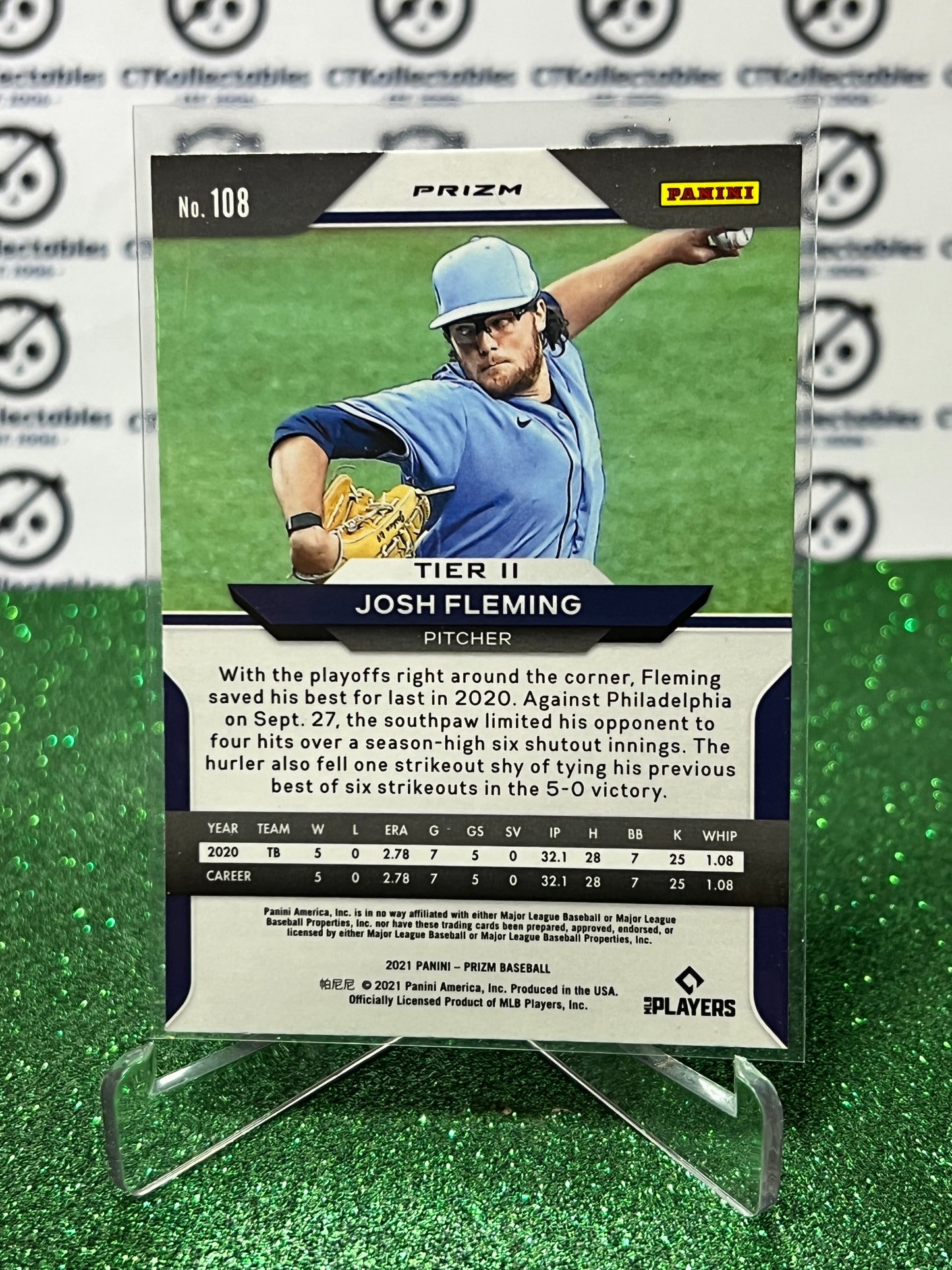 2021 PANINI PRIZM JOSH FLEMING # 108 ROOKIE GREEN PRIZM TAMPA BAY RAYS BASEBALL