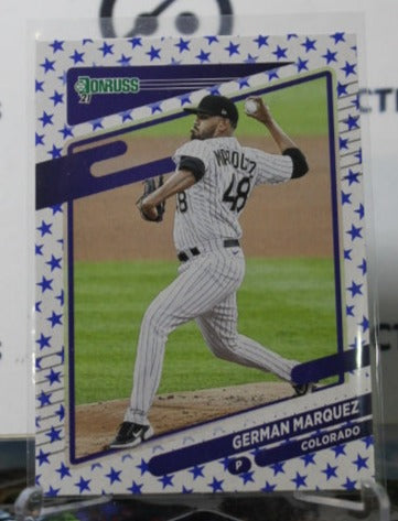 2021 PANINI DONRUSS GERMAN MARQUEZ # 203 INDEPENDENCE DAY COLORADO ROCKIES BASEBALL