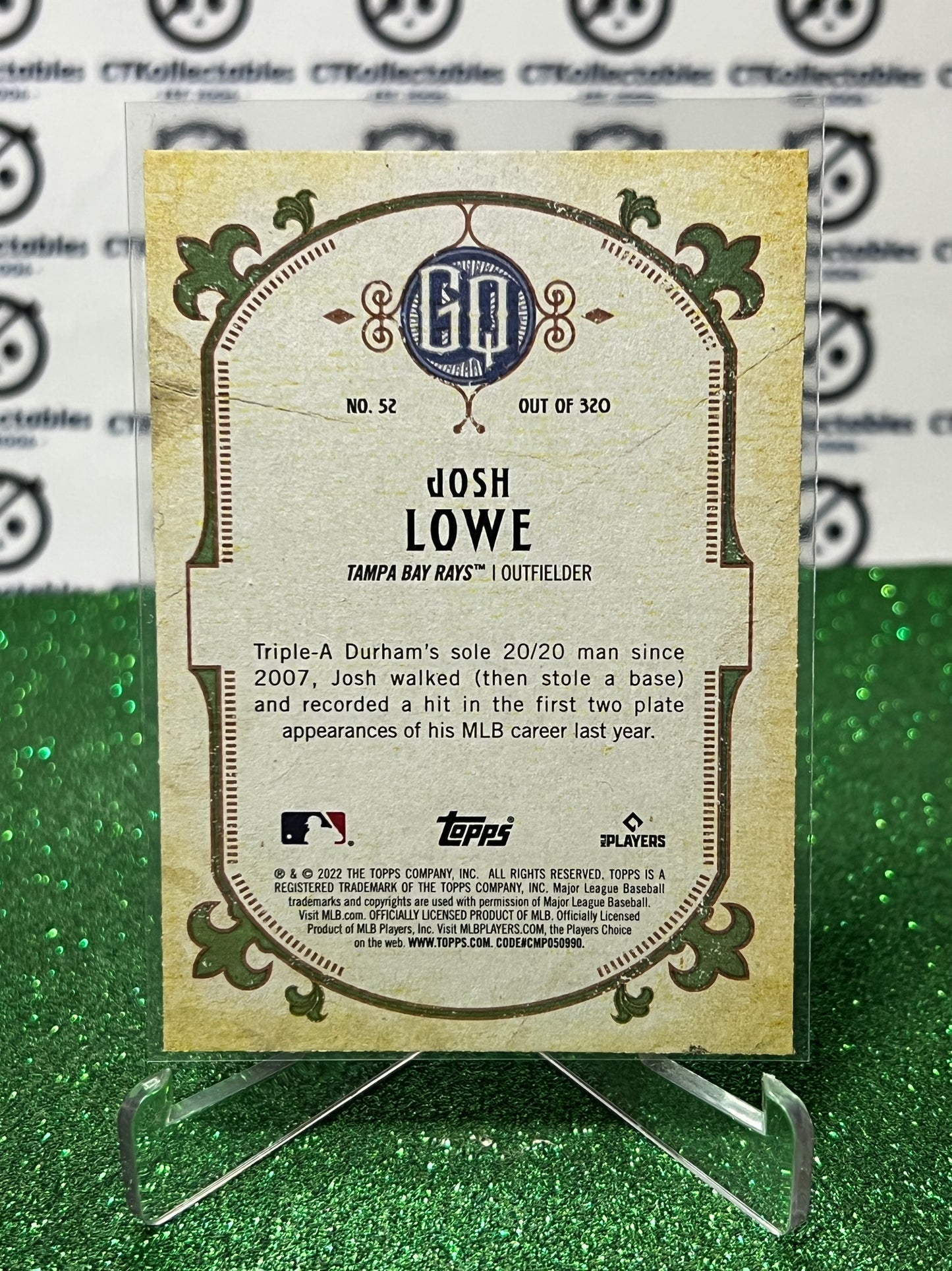 2022 TOPPS GYPSY QUEEN JOSH LOWE # 52 ROOKIE TAMPA BAY RAYS BASEBALL