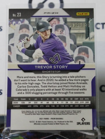 2021 PANINI PRIZM TREVOR STORY # 23 GREEN PRIZM /125 COLORADO ROCKIES BASEBALL