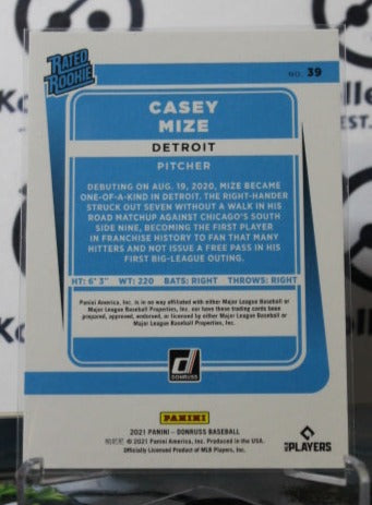 2021 PANINI DONRUSS CASEY MIZE # 39 RATED ROOKIE ONE HUNDRED DETROIT TIGERS BASEBALL