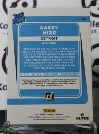 2021 PANINI DONRUSS CASEY MIZE # 39 RATED ROOKIE DETROIT TIGERS BASEBALL