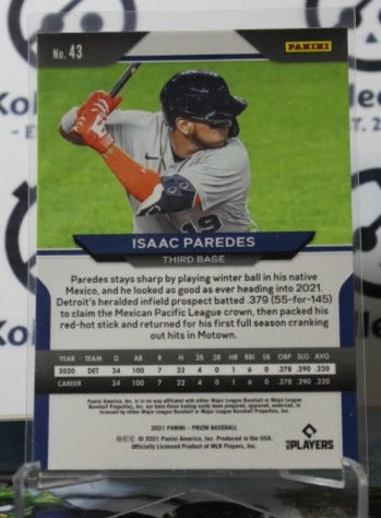 2021 PANINI PRIZM ISAAC PAREDES # 43 ROOKIE DETROIT TIGERS BASEBALL