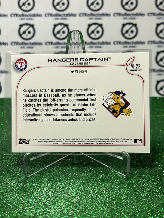 2022 TOPPS OPENING DAY RANGERS CAPTAIN # M-22 MASCOT TEXAS RANGERS BASEBALL CARD