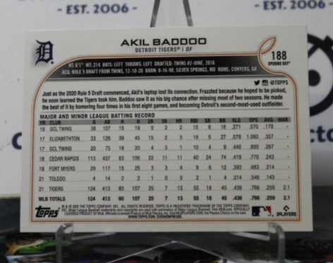2022 TOPPS OPENING DAY AKIL BADDOO # 93 DETROIT TIGERS BASEBALL