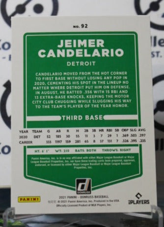 2021 PANINI DONRUSS JEIMER CANDELARIO # 92 DETROIT TIGERS BASEBALL