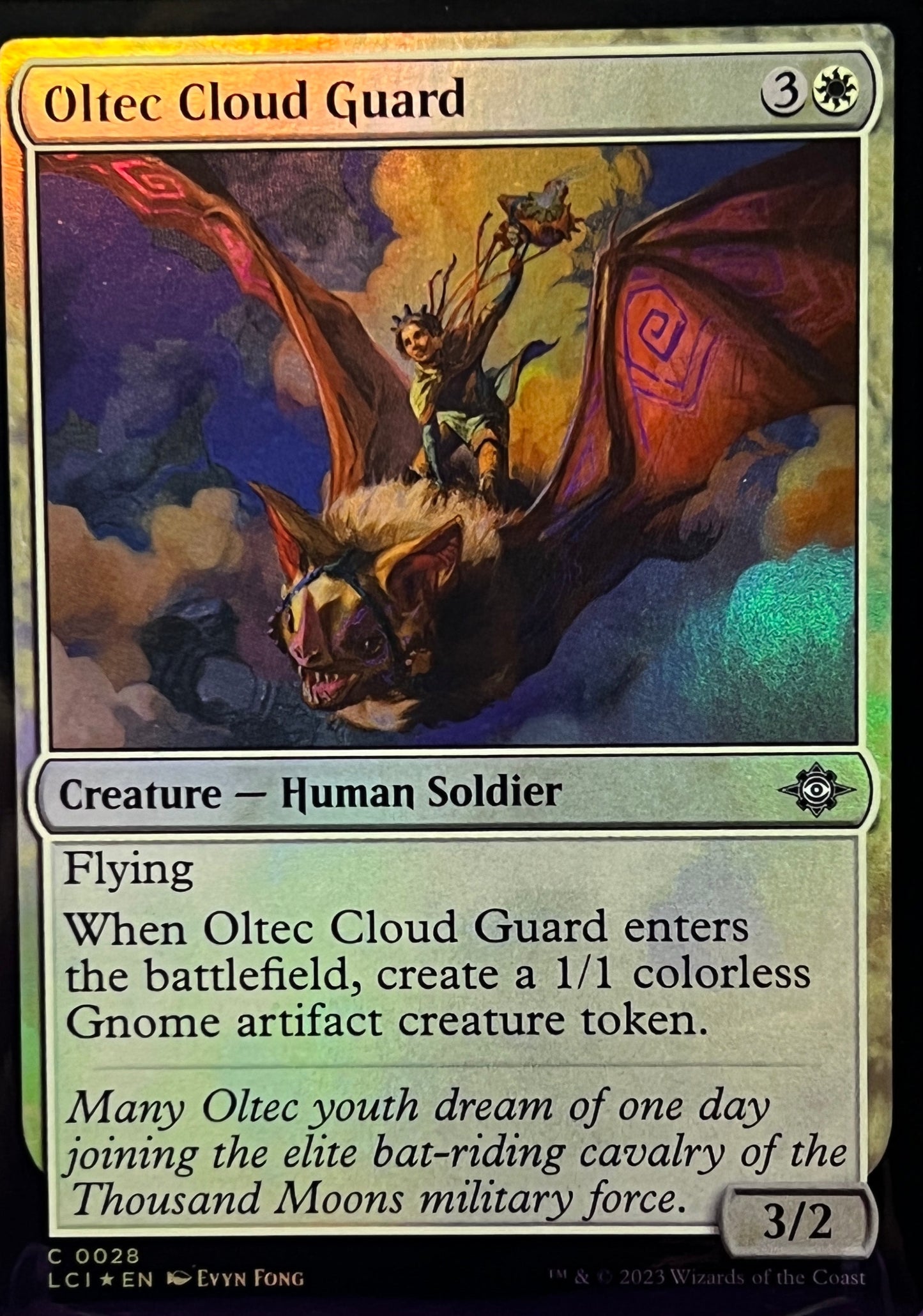2023 MAGIC THE GATHERING THE LOST CAVERNS OF IXALAN OLTEC CLOUD GUARD CREATURE - HUMAN SOLDIER - FOIL CARD