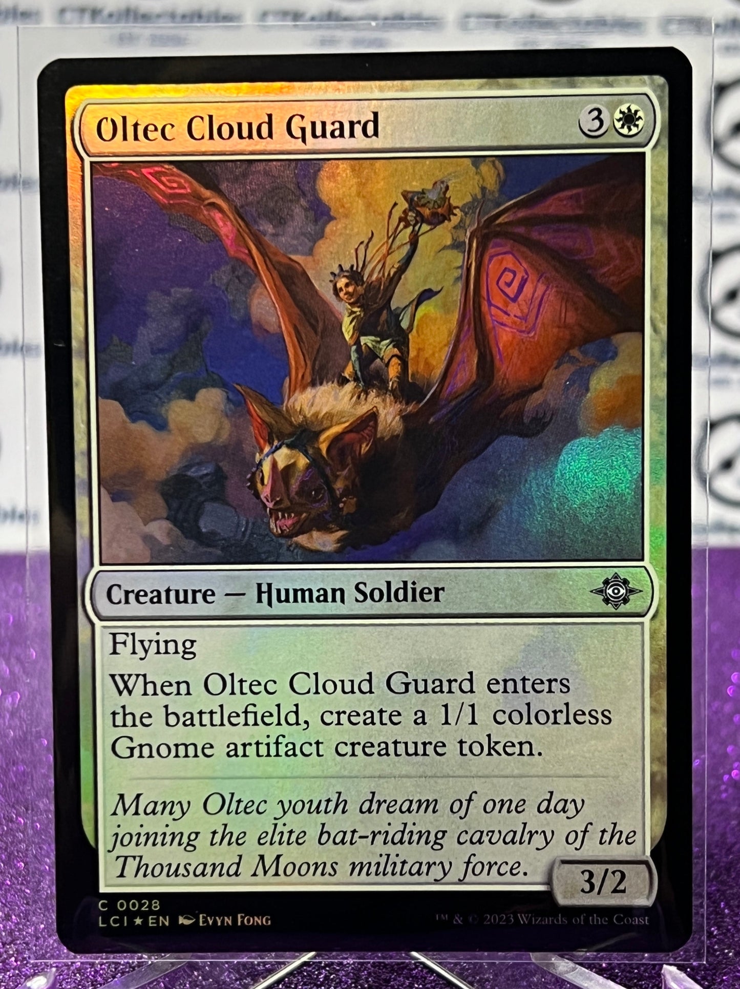 2023 MAGIC THE GATHERING THE LOST CAVERNS OF IXALAN OLTEC CLOUD GUARD CREATURE - HUMAN SOLDIER - FOIL CARD