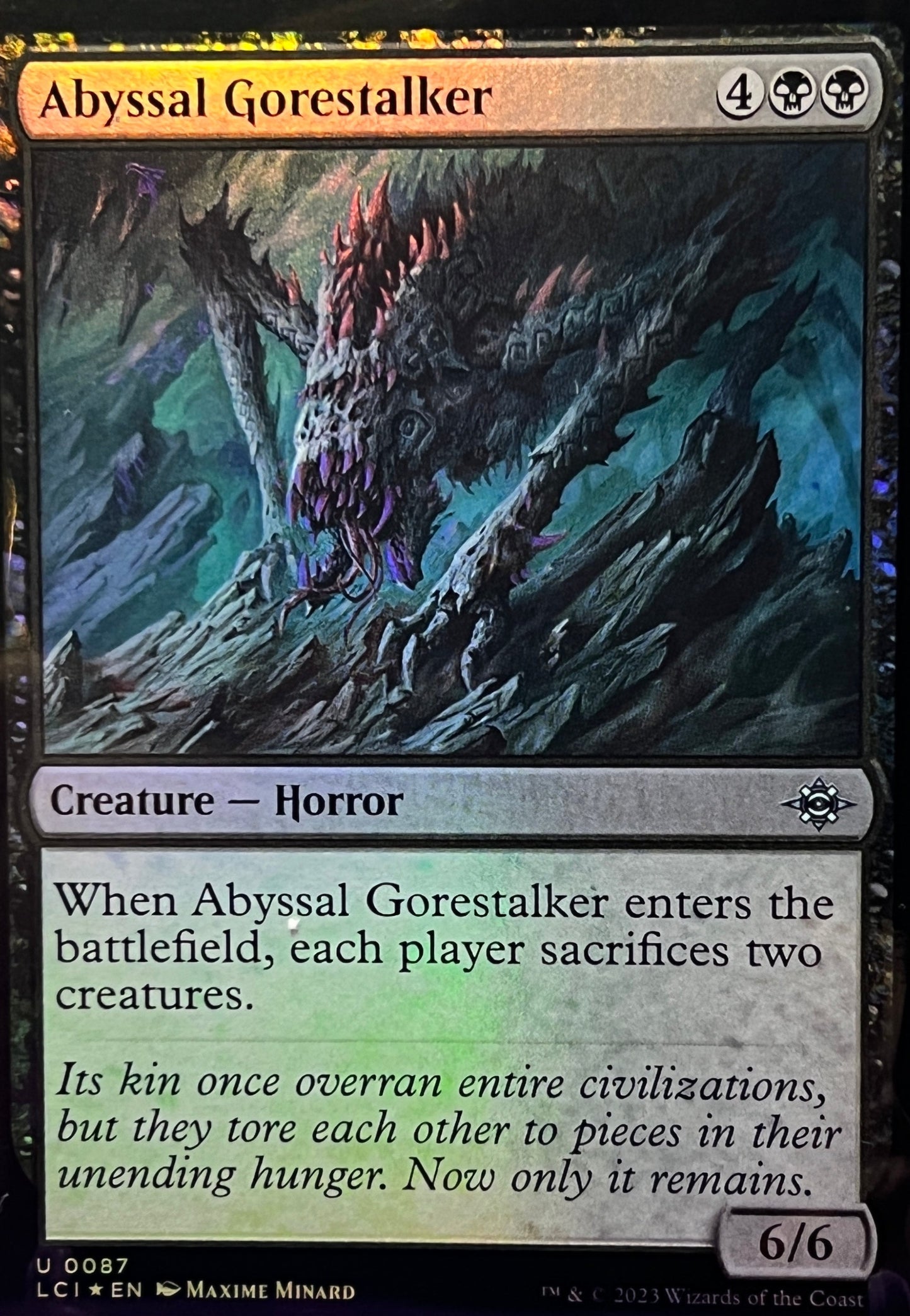 2023 MAGIC THE GATHERING THE LOST CAVERNS OF IXALAN ABYSSAL GORESTALKER FOIL CREATURE - HORROR CARD