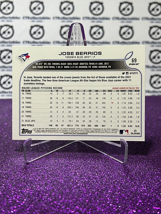 2022 TOPPS OPENING DAY JOSE BERRIOS # 69 TORONTO BLUE JAYS BASEBALL