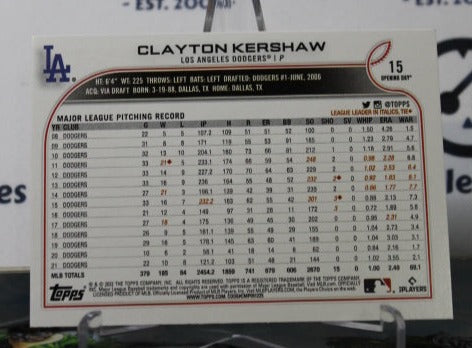 2022 TOPPS OPENING DAY CLAYTON KERSHAW # 15 LOS ANGELES DODGERS BASEBALL
