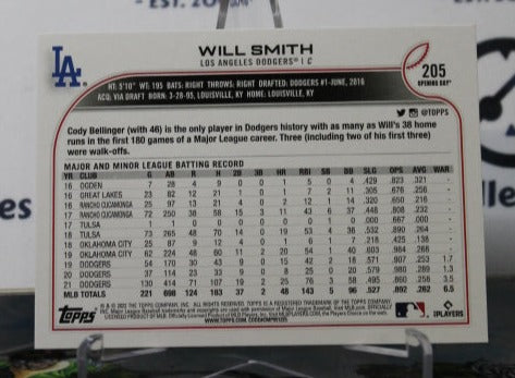 2022 TOPPS OPENING DAY WILL SMITH # 205 LOS ANGELES DODGERS BASEBALL