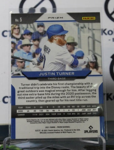 2021 PANINI PRIZM JUSTIN TURNER # 5 PURPLE PRIZM LOS ANGELES DODGERS BASEBALL