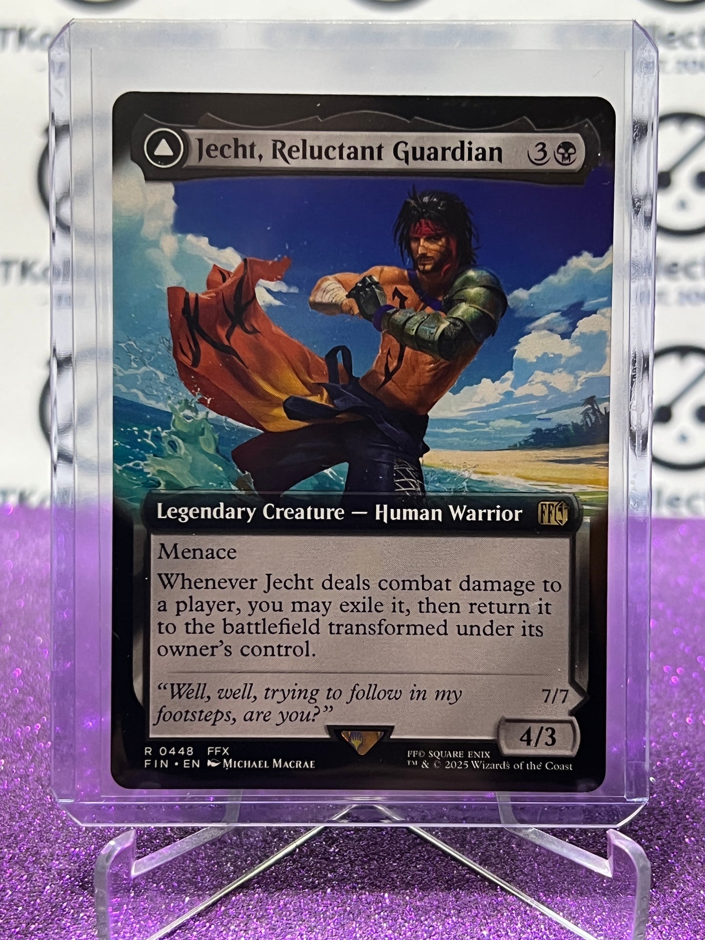 2025 MAGIC THE GATHERING FINAL FANTASY JECHT, RELUCTANT GUARDIAN # R 0448 RARE NON-FOIL CREATURE FLIP CARD