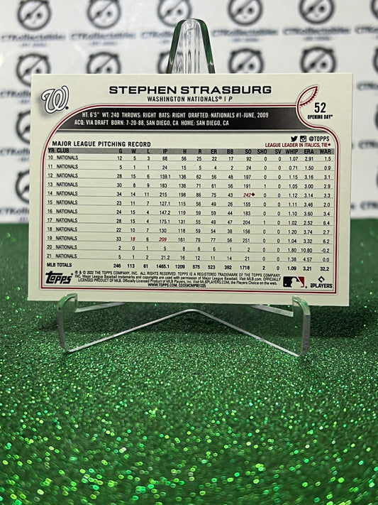 2022 TOPPS OPENING DAY STEPHEN STRASBURG # 52 WASHINGTON NATIONALS BASEBALL CARD