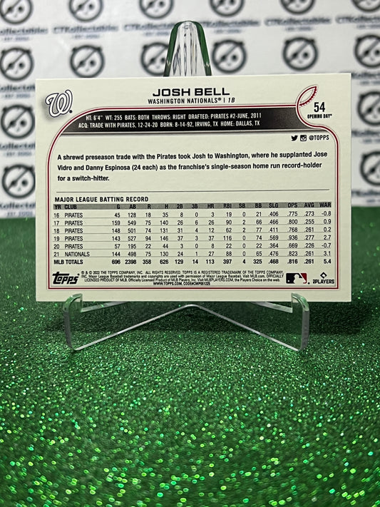 2022 TOPPS OPENING DAY JOSH BELL # 54 WASHINGTON NATIONALS BASEBALL CARD