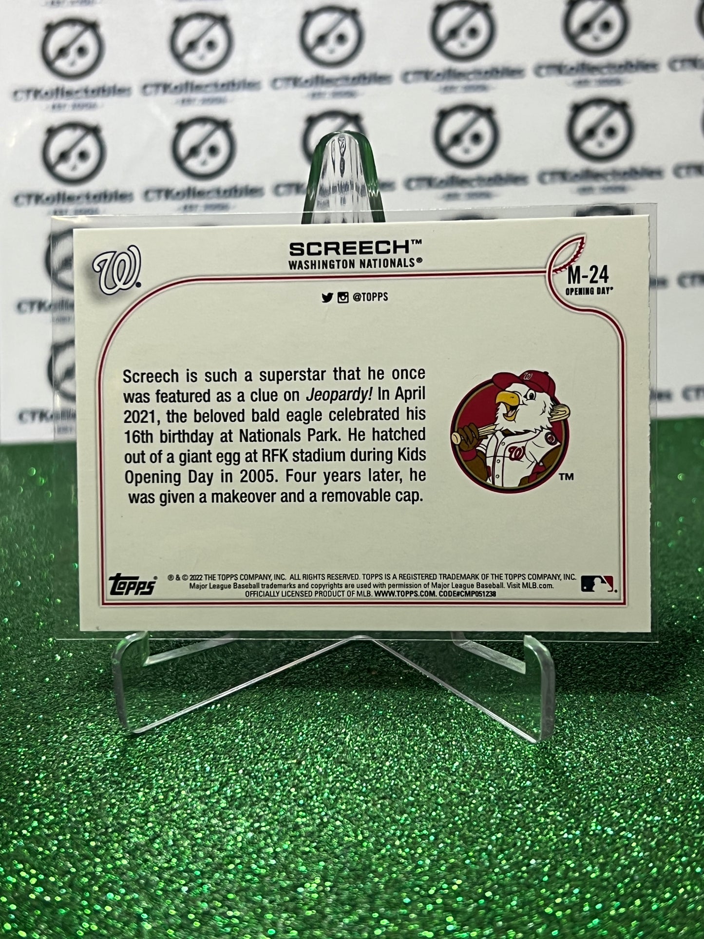 2022 TOPPS OPENING DAY SCREECH # M-24 MASCOT WASHINGTON NATIONALS BASEBALL CARD
