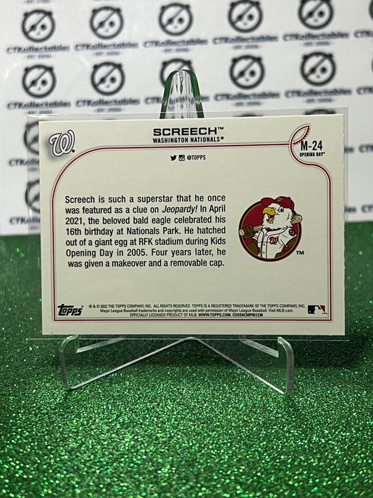 2022 TOPPS OPENING DAY SCREECH # M-24 MASCOT WASHINGTON NATIONALS BASEBALL CARD