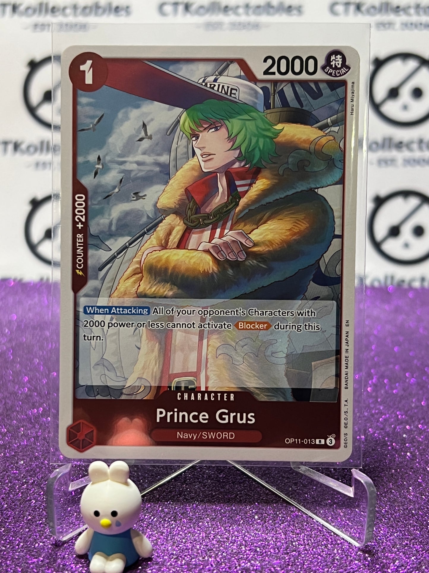2025 ONE PIECE A FIST OF DIVINE SPEED PRINCE GRUS # OP-11-013 R TCG FOIL CARD