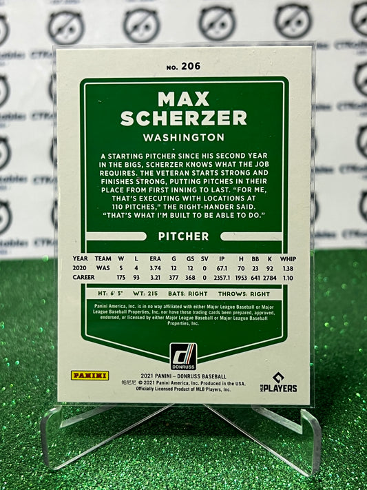 2021 DONRUSS MAX SCHERZER # 206 BLUE FOIL WASHINGTON NATIONALS BASEBALL CARD
