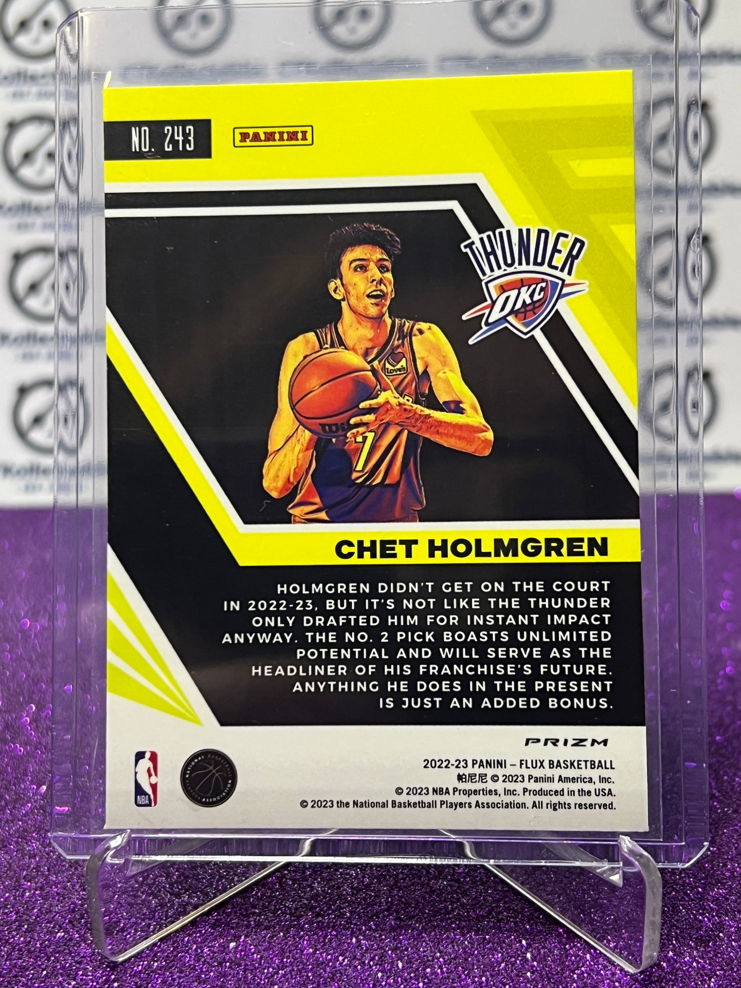 2022-23 NBA PANINI FLUX CHET HOLMGREN # 243 PRIZM RED CRACKED ICE ROOKIE OKLAHOMA CITY THUNDER BASKETBALL