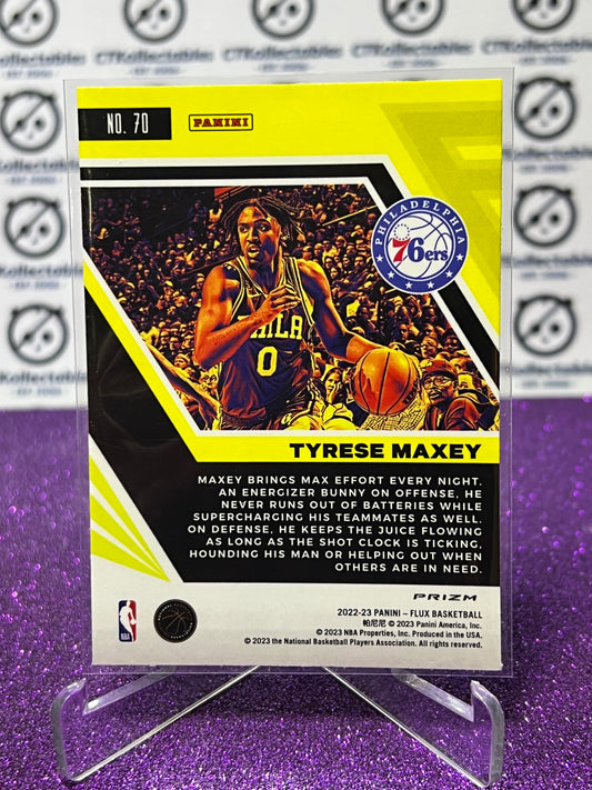 2022-23 NBA PANINI FLUX TYRESE MAXEY # 70 PRIZM RED CRACKED ICE PHILADELPHIA 76ers BASKETBALL