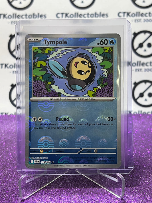 TYMPOLE POKE BALL REVERSE HOLO SCARLET & VIOLET BLACK BOLT #019/086 POKEMON CARD 2025