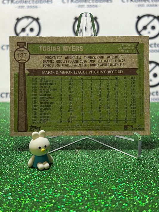 2025 TOPPS HERITAGE TOBIAS MYERS # 137 MILWAUKEE BREWERS BASEBALL CARD