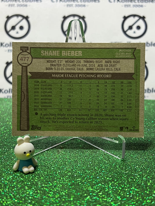 2025 TOPPS HERITAGE SHANE BIEBER # 477 SHORT PRINT CLEVELAND GUARDIANS BASEBALL CARD