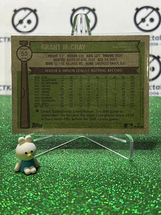 2025 TOPPS HERITAGE GRANT McCRAY # 53 ROOKIE SAN FRANCISCO GIANTS BASEBALL CARD