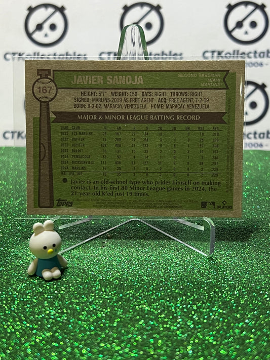 2025 TOPPS HERITAGE JAVIER SANOJA # 167 ROOKIE MIAMI MARLINS BASEBALL CARD