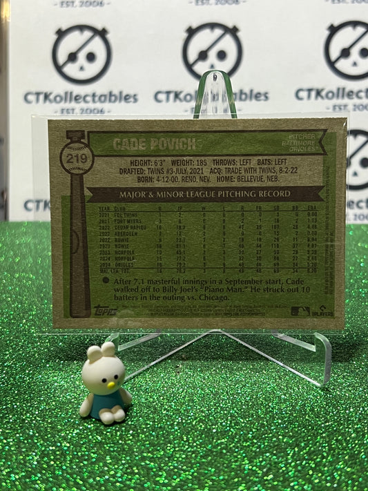 2025 TOPPS HERITAGE CADE POVICH # 219 ROOKIE BALTIMORE ORIOLES BASEBALL CARD