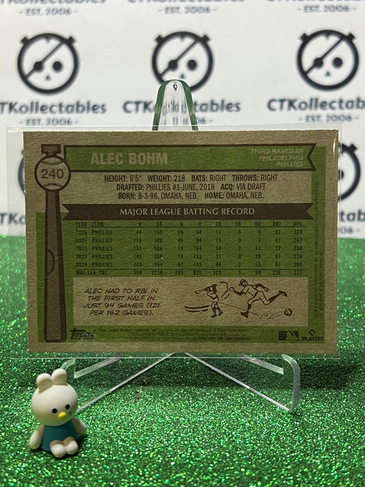 2025 TOPPS HERITAGE ALEC BOHM # 240 PHILADELPHIA PHILLIES BASEBALL CARD