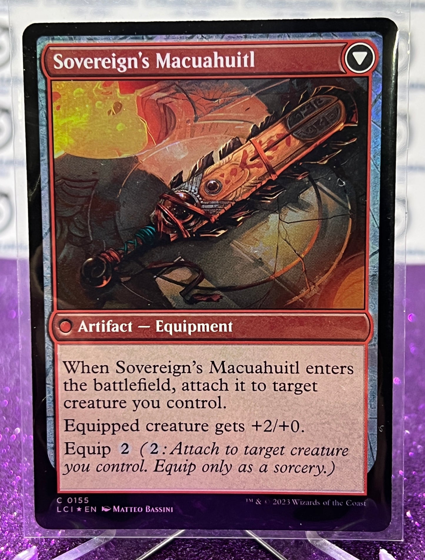 2023 MAGIC THE GATHERING THE LOST CAVERNS OF IXALAN C 0155 SOVEREIGN'S MACUAHUITL IDOL OF THE DEEP KING FOIL CARD