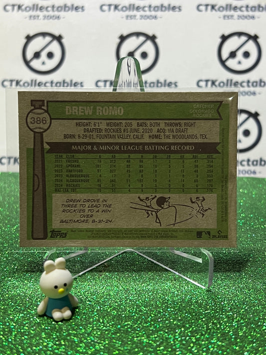 2025 TOPPS HERITAGE DREW ROMO # 386 ROOKIE COLORADO ROCKIES BASEBALL CARD