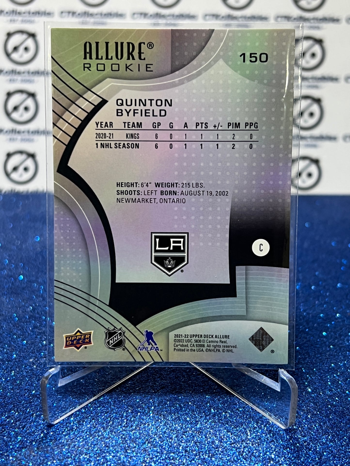 2021-22 UPPER DECK ALLURE GUINTON BYFIELD # 150 ROOKIE L A KINGS NHL HOCKEY CARD