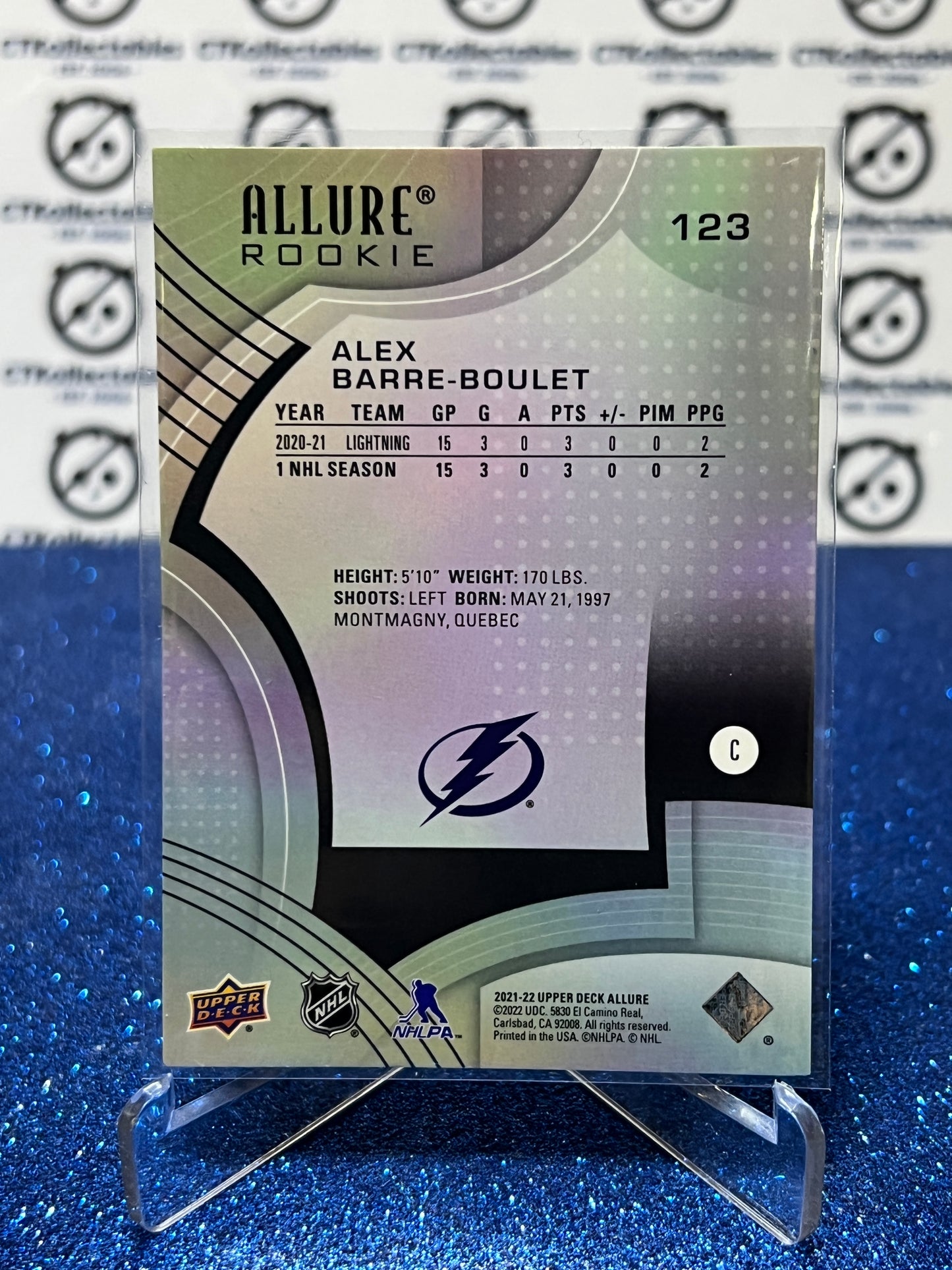 2021-22 UPPER DECK ALLURE ALEX BARRE-BOULET # 123 ROOKIE TAMPA BAY LIGHTNING HOCKEY CARD