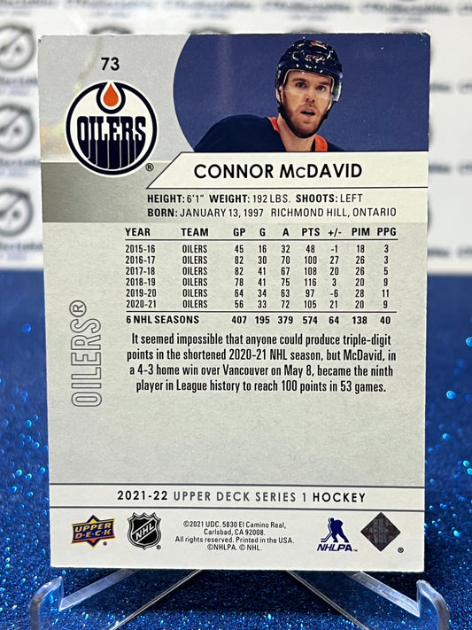 2021-22 UPPER DECK CONNOR McDAVID # 73 EDMONTON OILERS HOCKEY CARD