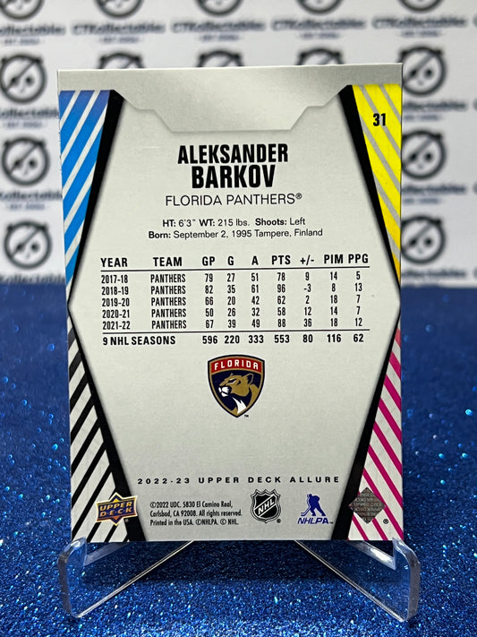 2022-23 UPPER DECK ALLURE ALEKSANDER BARKOV # 31 FLORIDA PANTHERS HOCKEY CARD