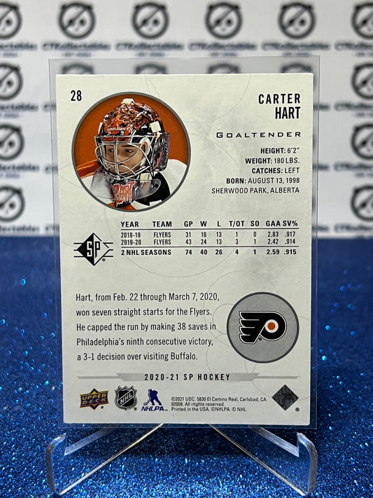 2020-21 UPPER DECK SP CARTER HART # 28 ROOKIE PHILADELPHIA FLYERS NHL HOCKEY CARD