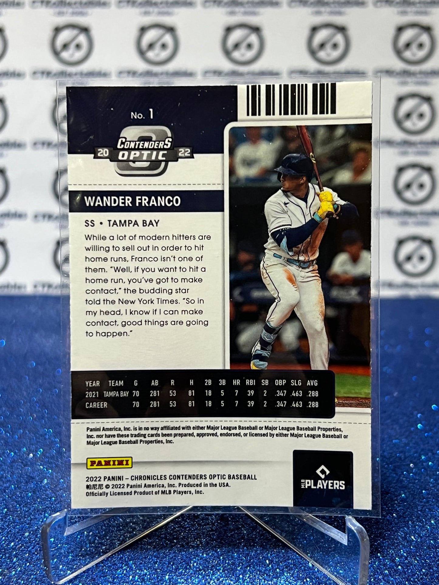 2022 PANINI CHRONICLES CONTENDERS OPTIC WANDER FRANCO # 1 ROOKIE TAMPA BAY RAYS BASEBALL CARD