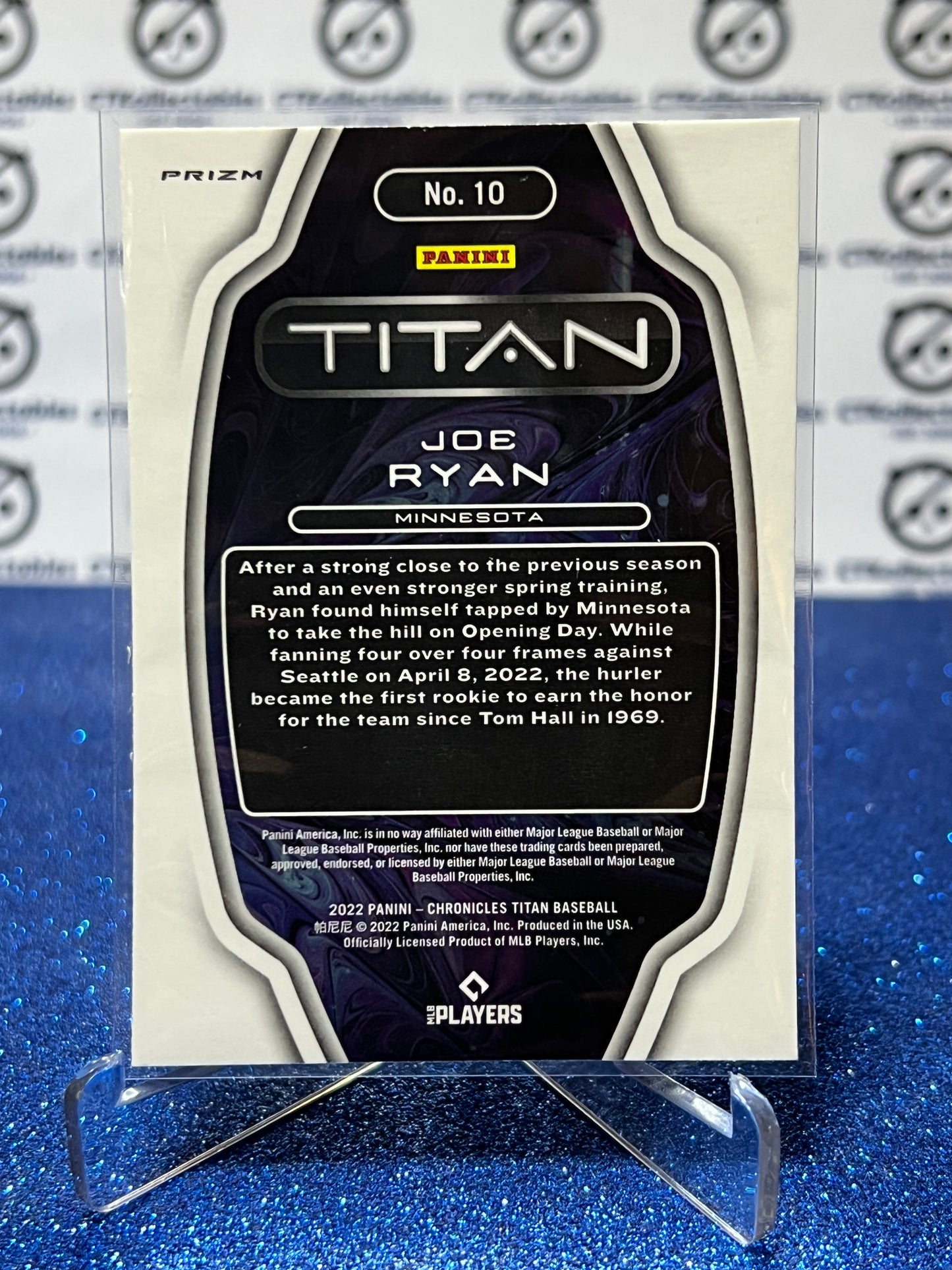 2022 PANINI CHRONICLES TITAN JOE RYAN # 10 ROOKIE PRIZM MINNESOTA TWINS BASEBALL CARD