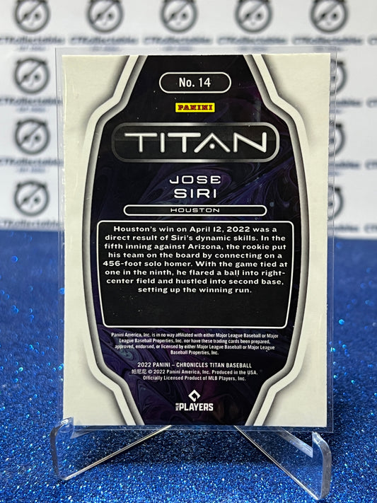 2022 PANINI CHRONICLES TITAN JOSE SIRI # 14 ROOKIE HOUSTON ASTROS BASEBALL CARD