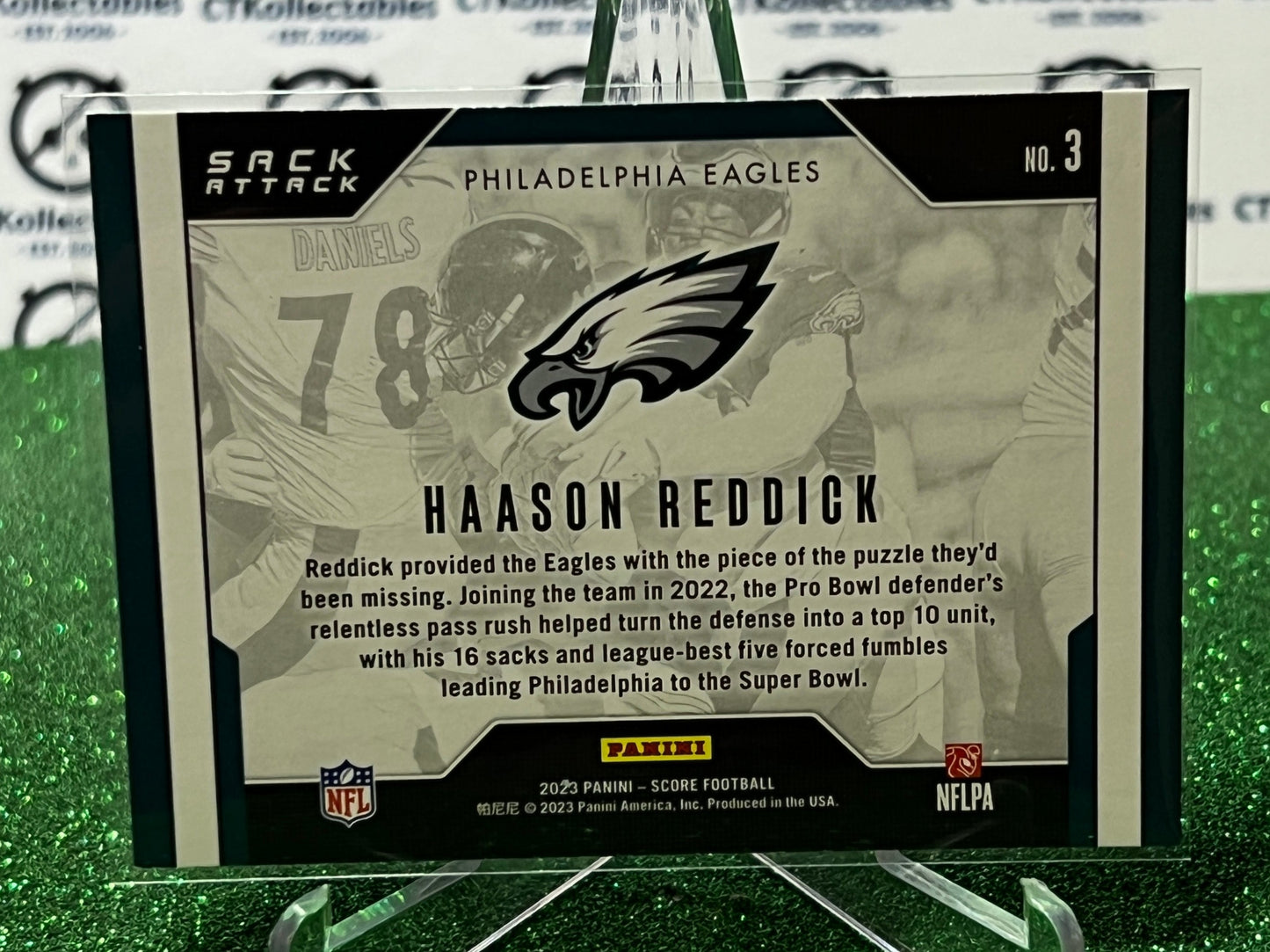 2023 PANINI SCORE HAASON REDDICK # 3 SACK ATTACK NFL PHILADELPHIA EAGLES GRIDIRON CARD